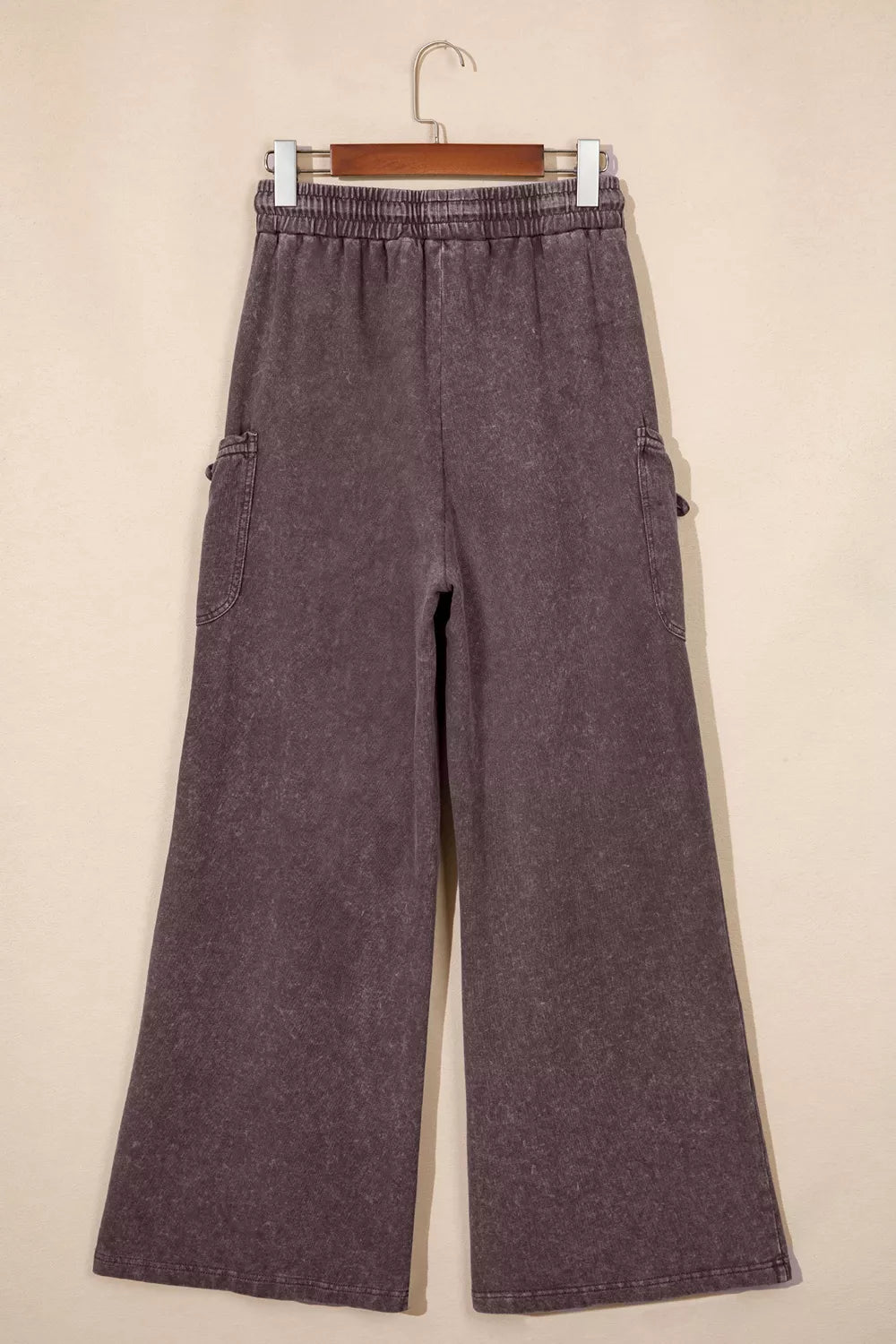 Mineral-Wash Tie-Detail Cargo Pants in Dark Brown