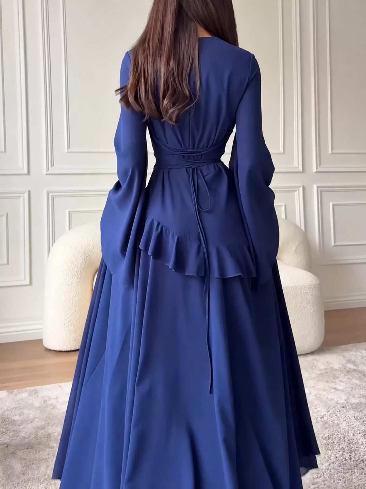 Ruffled Flare Sleeve Maxi Dress
