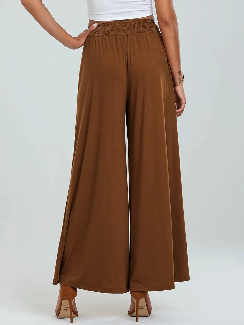 Elastic Waist Wide Leg Pants