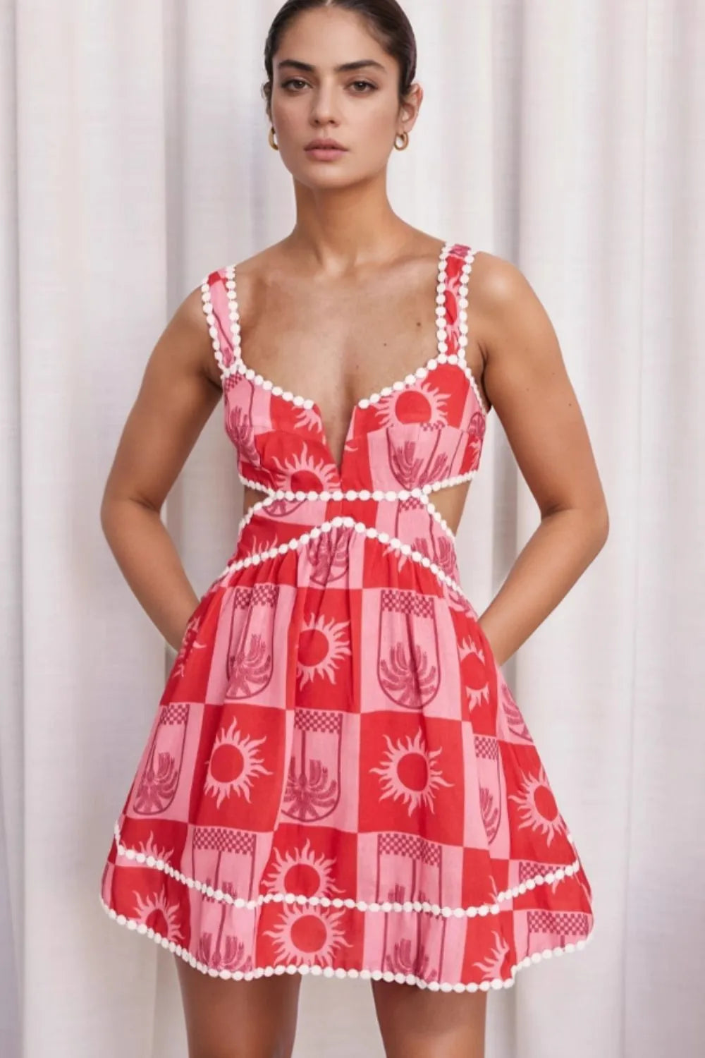 Cutout Printed Mini Dress by Shenori