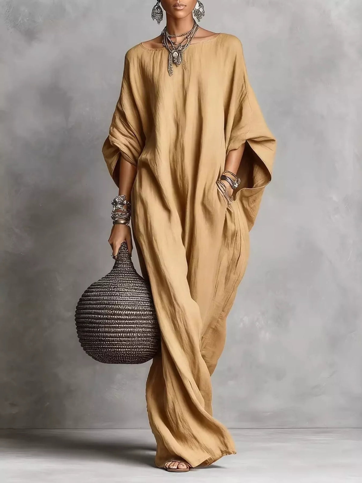 Loose Fit Boat Neck Dress