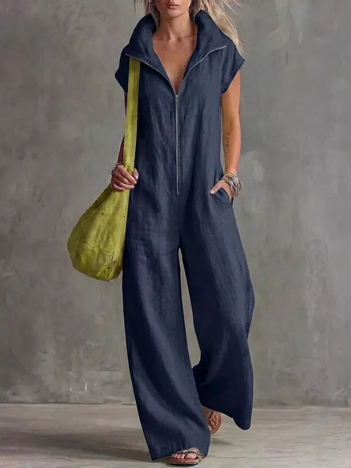 Zip Front Sleeveless Jumpsuit