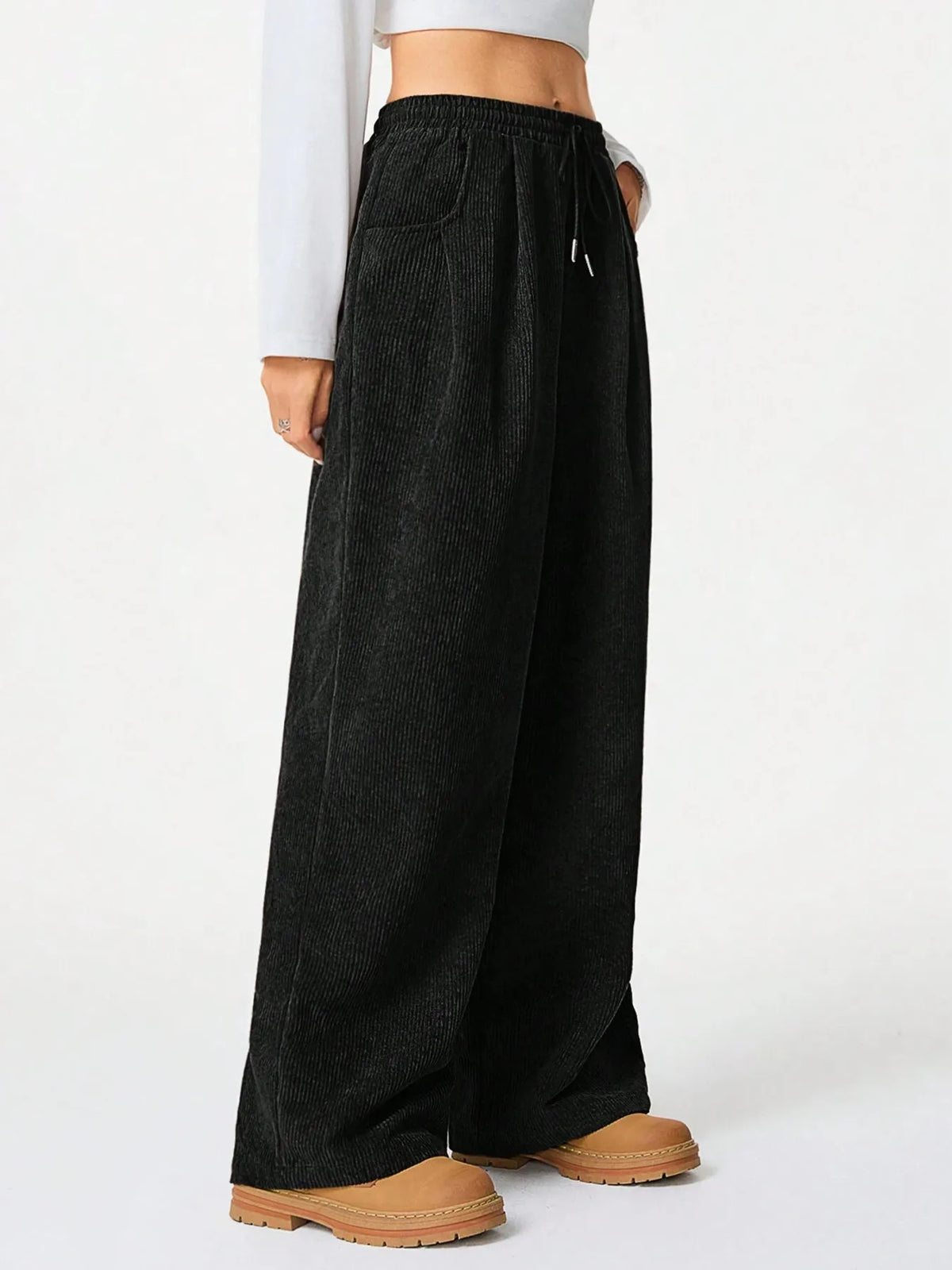 Relaxed Wide Leg Drawstring Pants