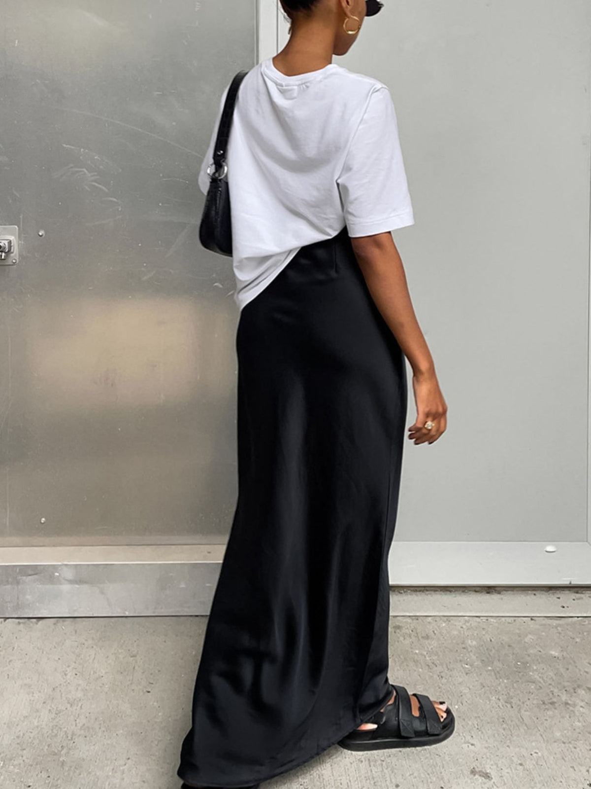 High-Waist Maxi Skirt in Black