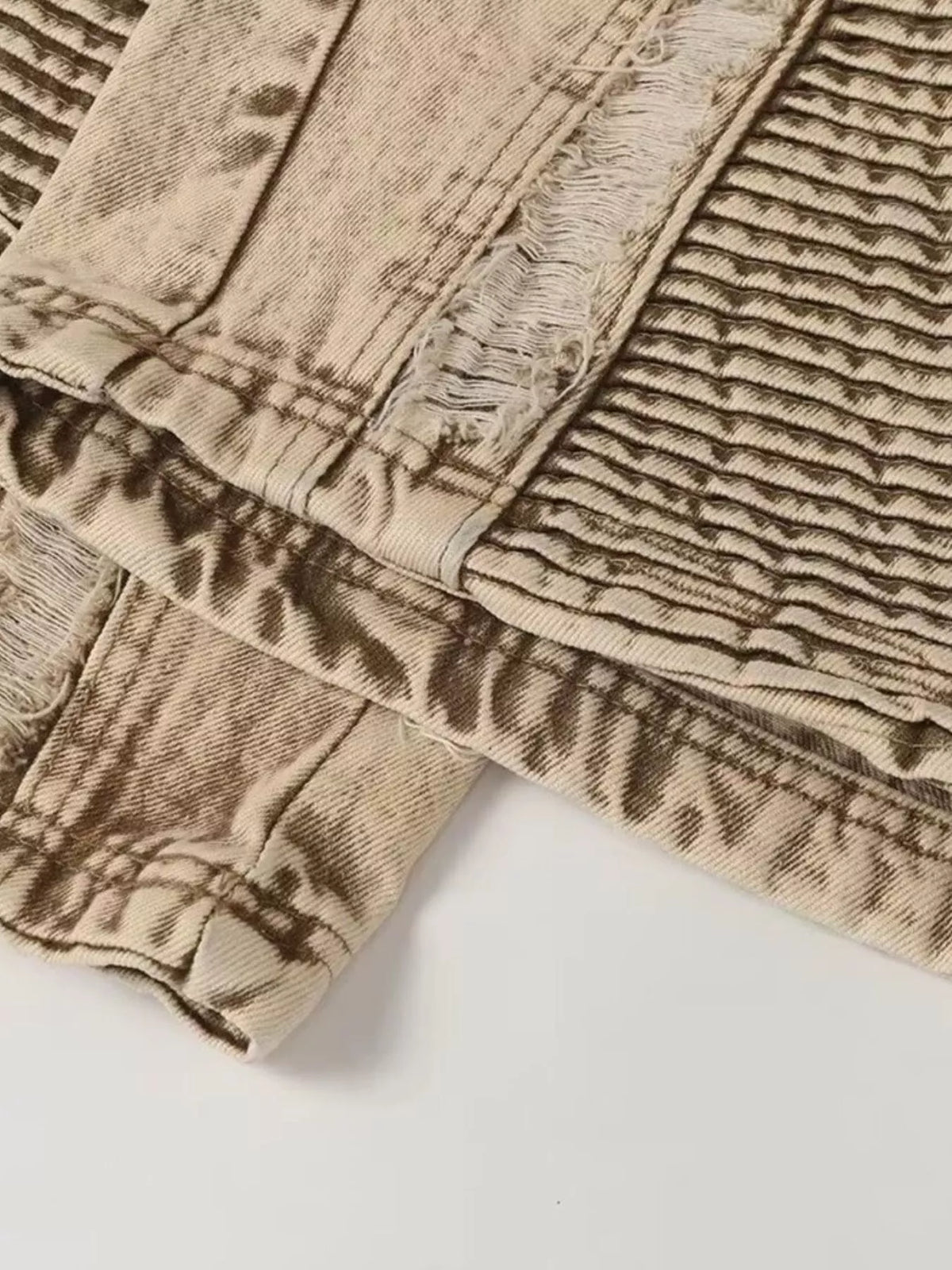 Wide-Leg Distressed Jeans in Khaki, Plus Size