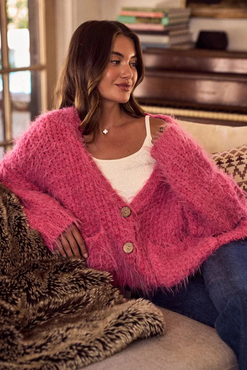 So Me Soft-Touch Loose-Fit Cardigan in Pink