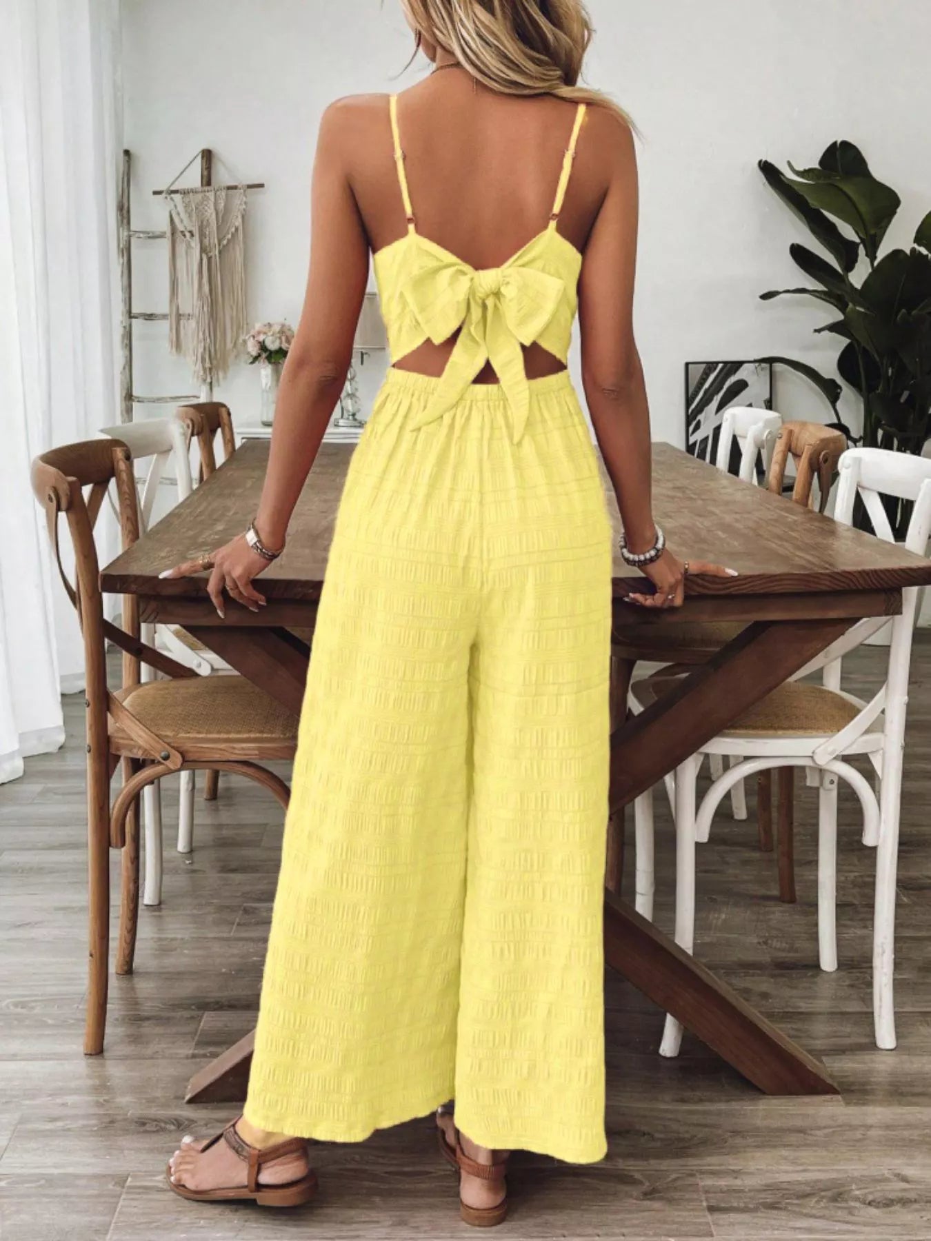 Bow-Back Sleeveless Wide Leg Jumpsuit