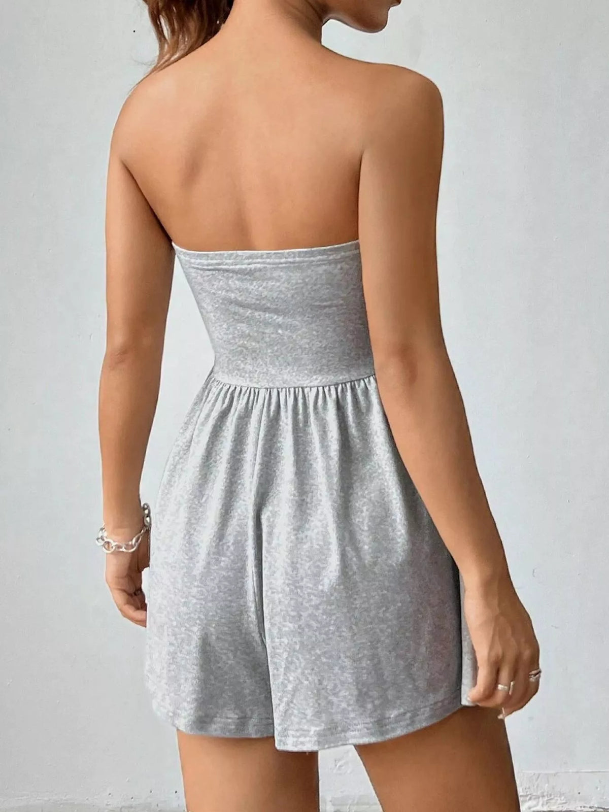 Strapless Ruched Waist Romper