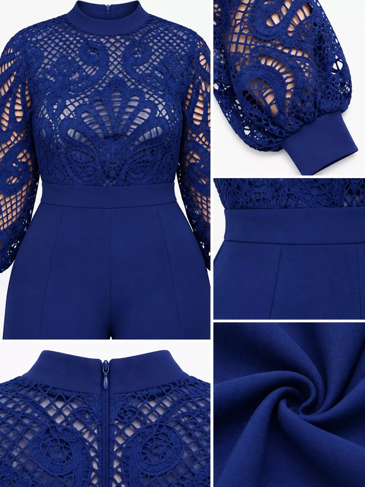 Lace Lantern Sleeve Flare Jumpsuit