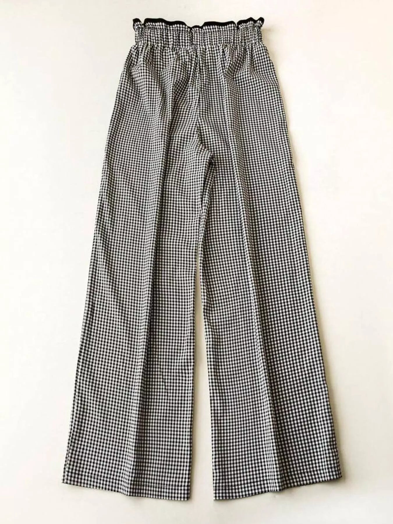 Gingham Wide Leg Pants in Black