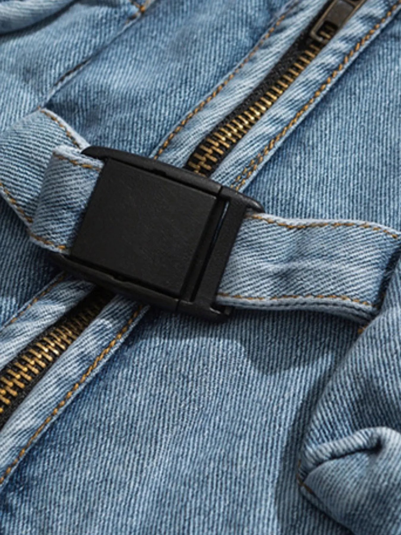 Multi-Pocket V-Neck Denim Vest in Light Wash