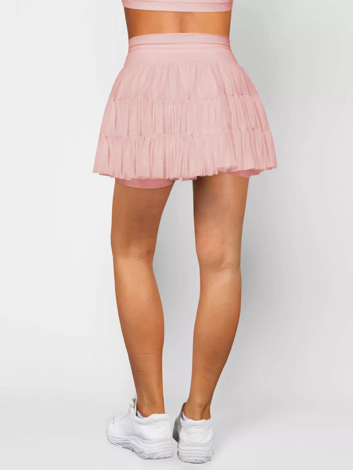 Tiered Drawstring Skort in Dusty Pink