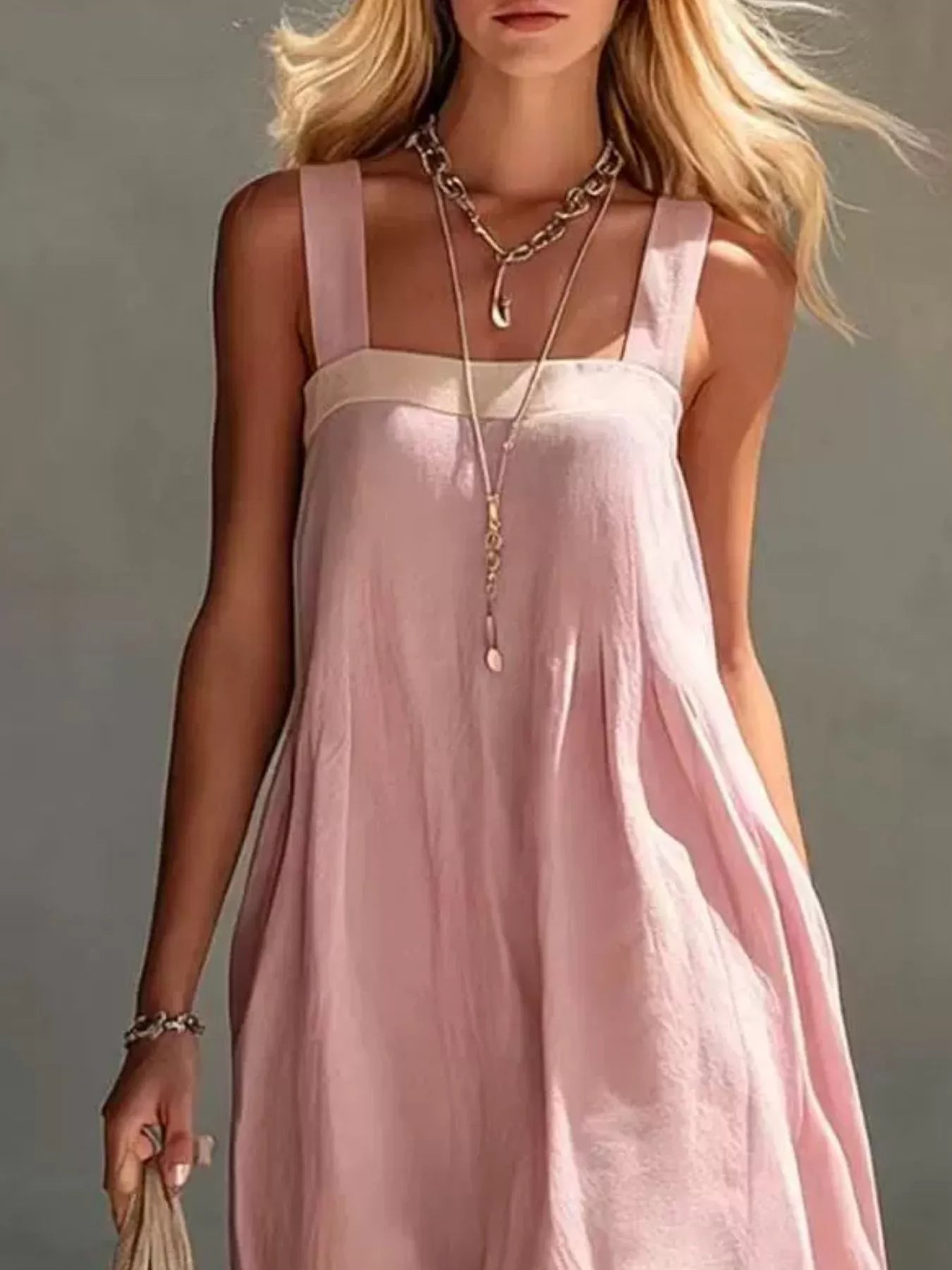 Color-Block Sleeveless Midi Dress