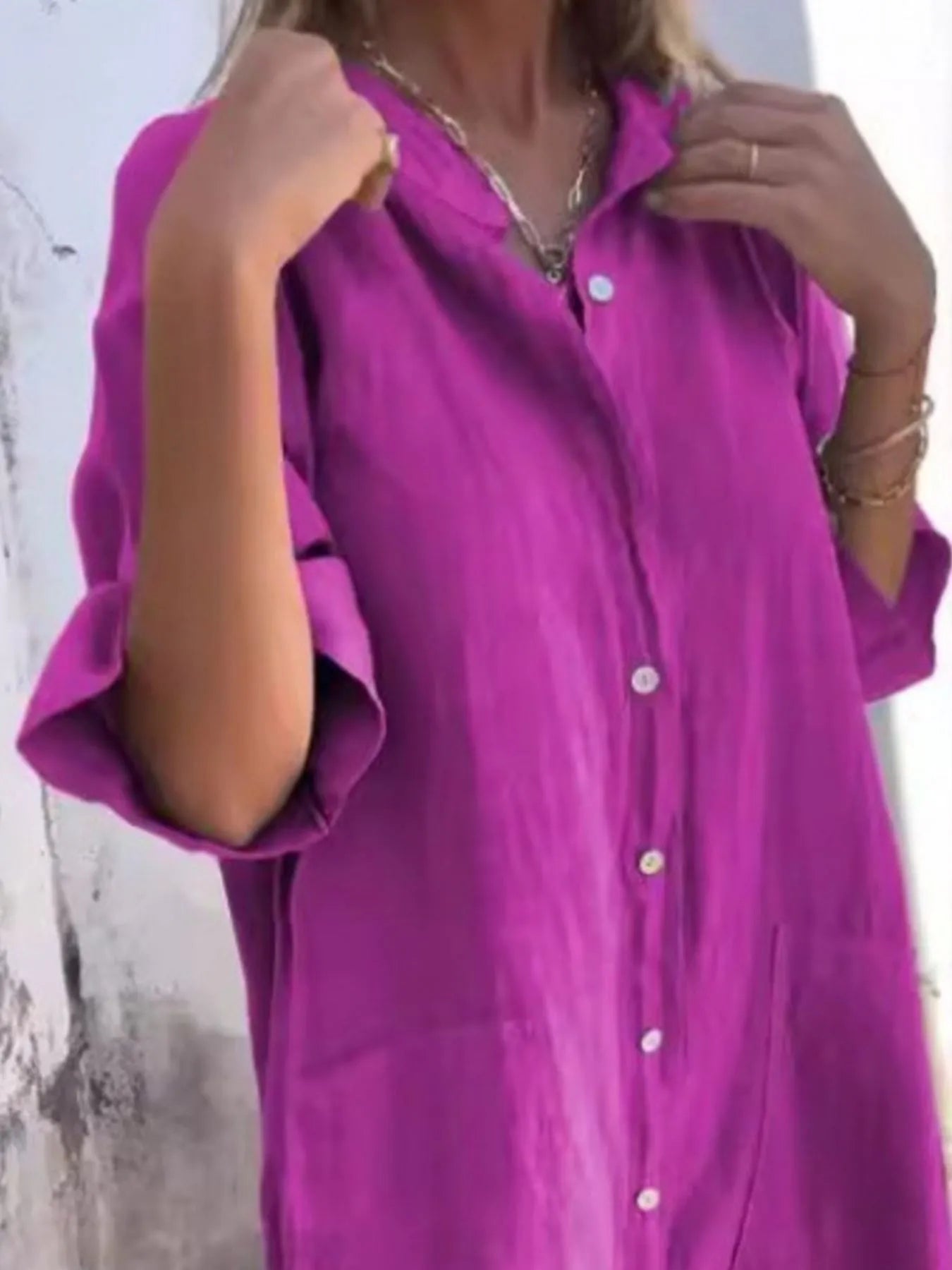 Linen Button-Down Shirt Dress