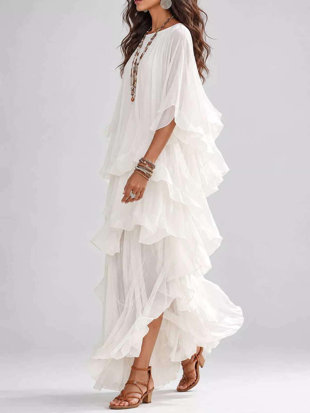 Ruffled Layered Bohemian Maxi Dress
