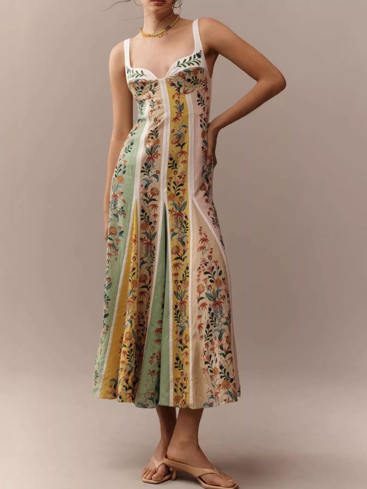 Sweetheart Neck Maxi Dress in Multicolor