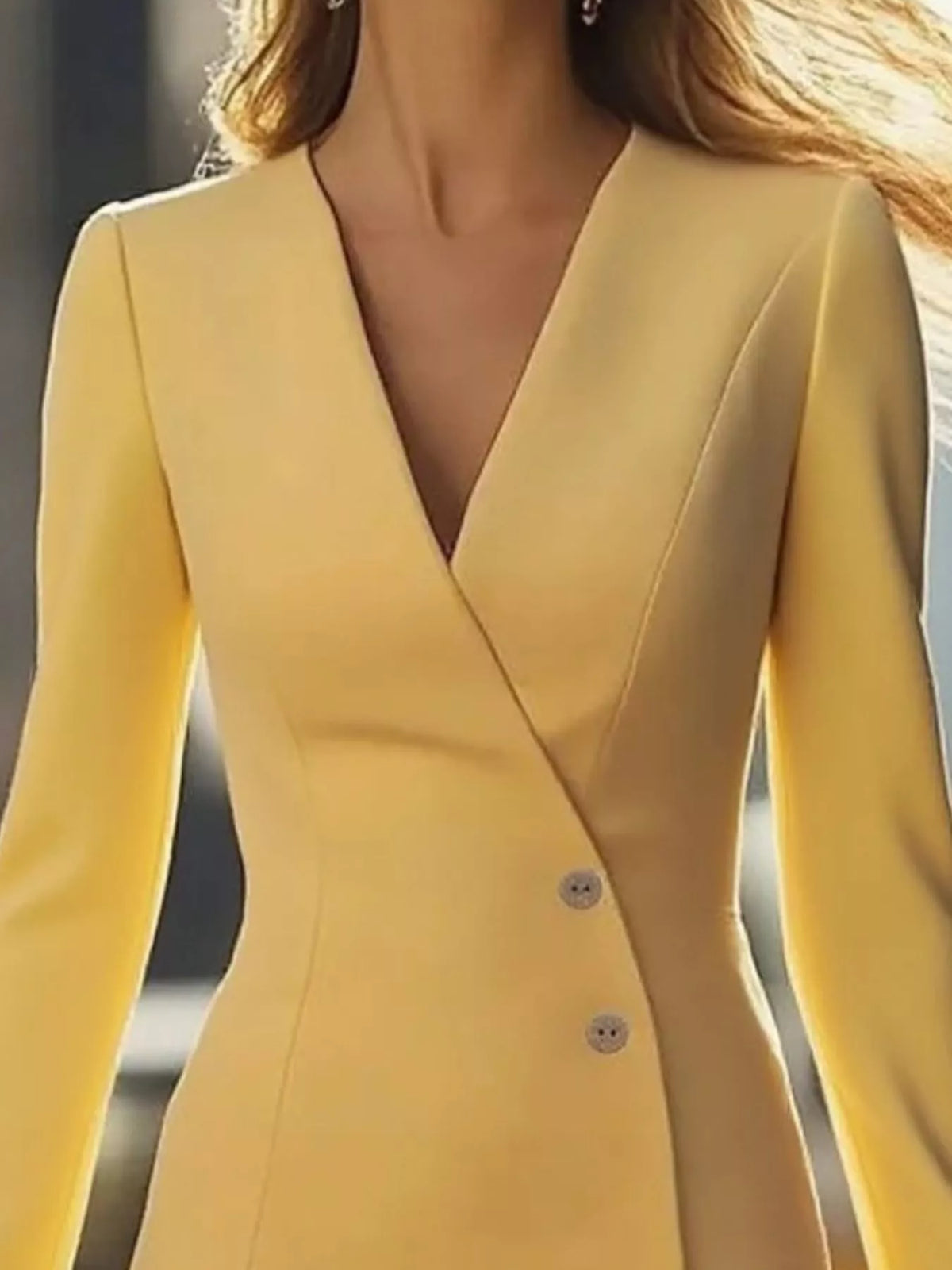 Double-Breasted Blazer Dress with Button Detail