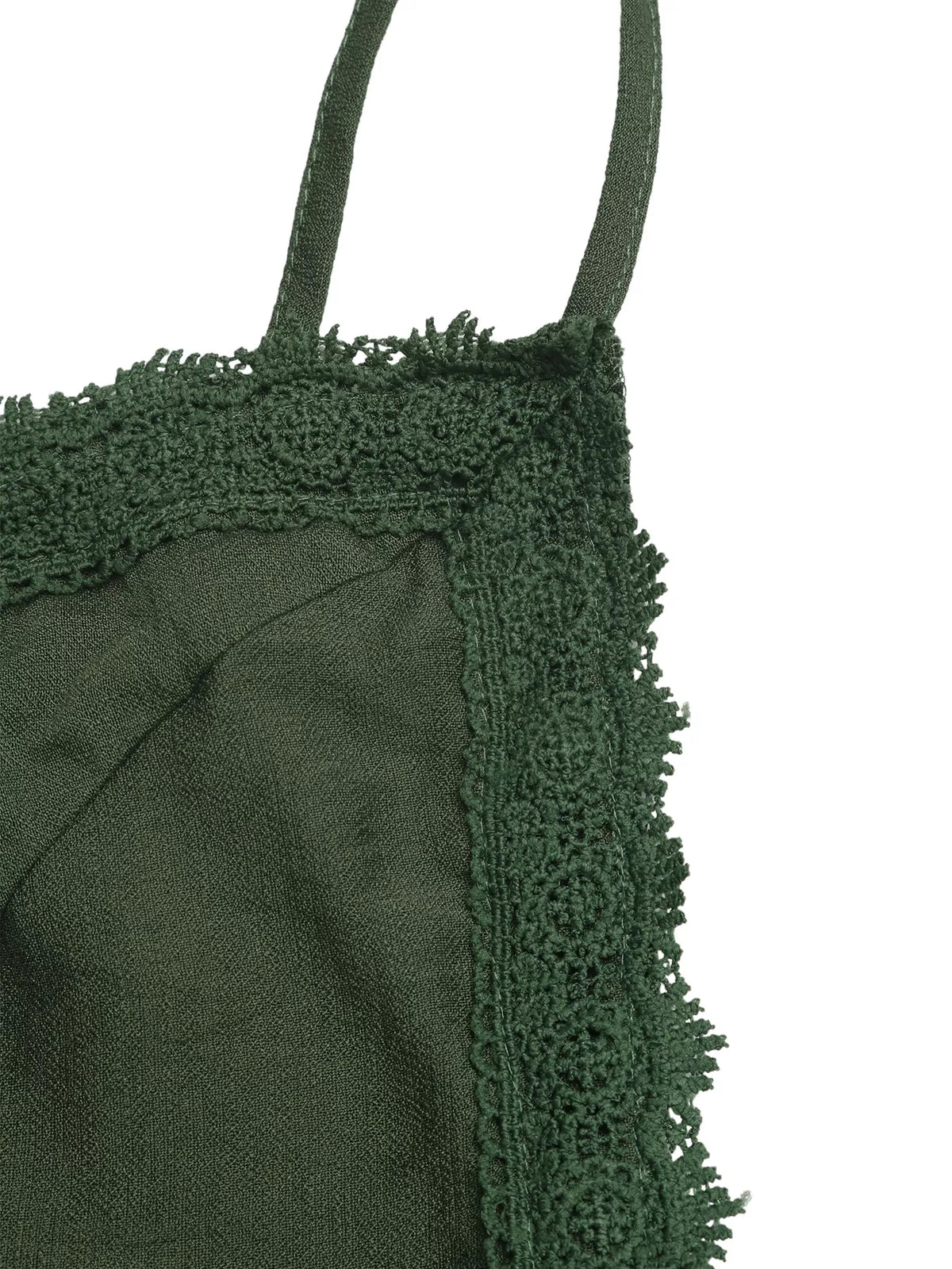 Lace Trim Spaghetti Strap Maxi Dress in Sage