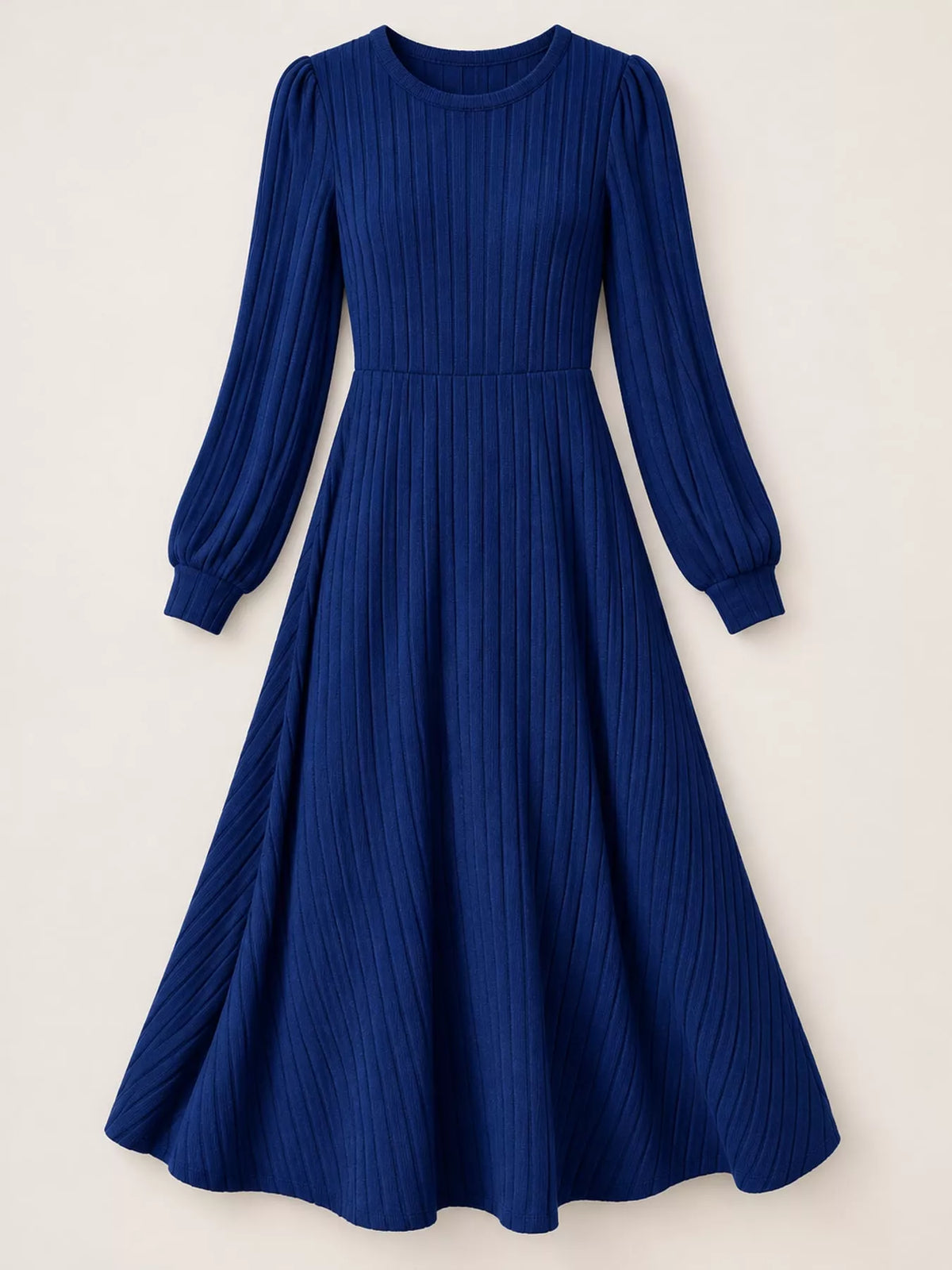 Ribbed Knit A-Line Midi Dress