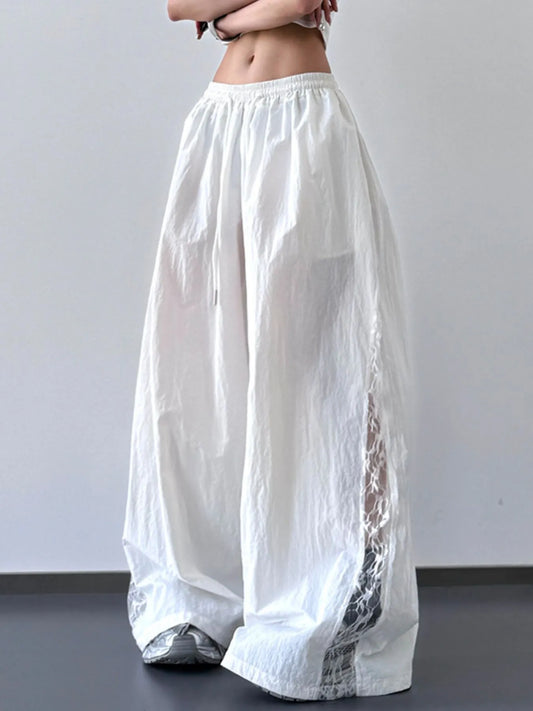 Lace Detail Wide-Leg Pants