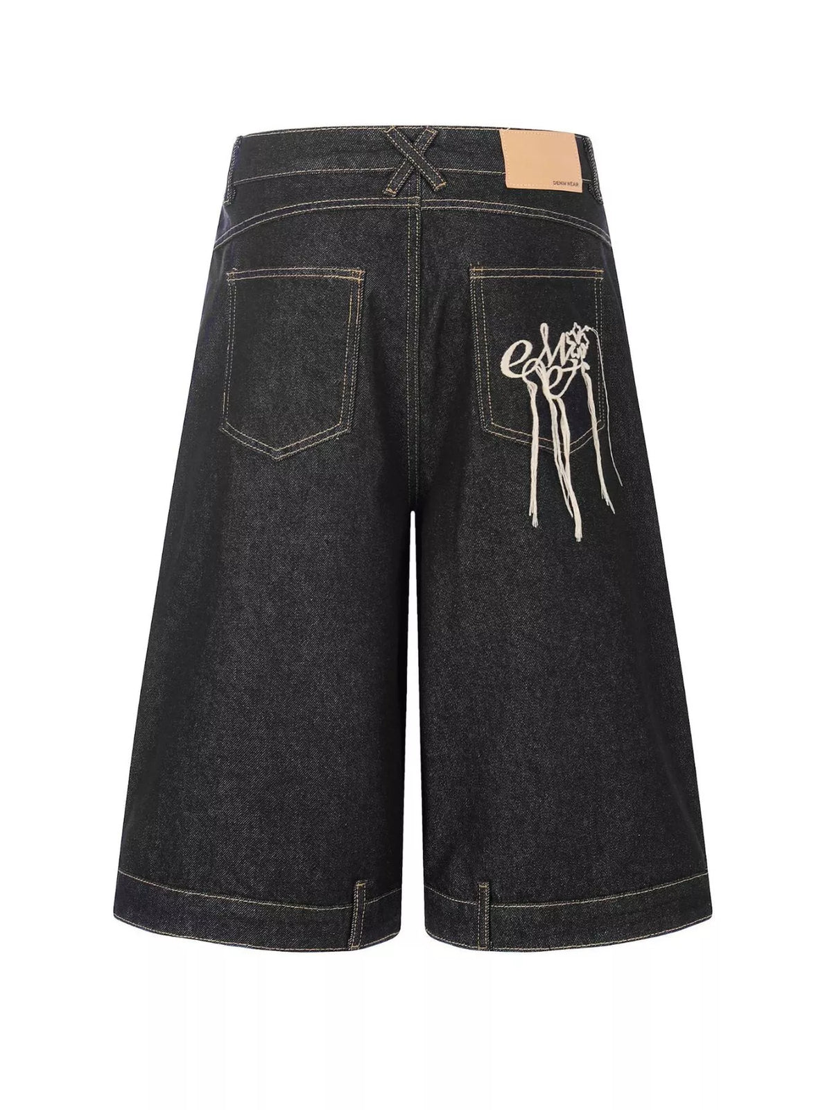 High-Waisted Wide-Leg Denim Capris in Black by TrendMaster