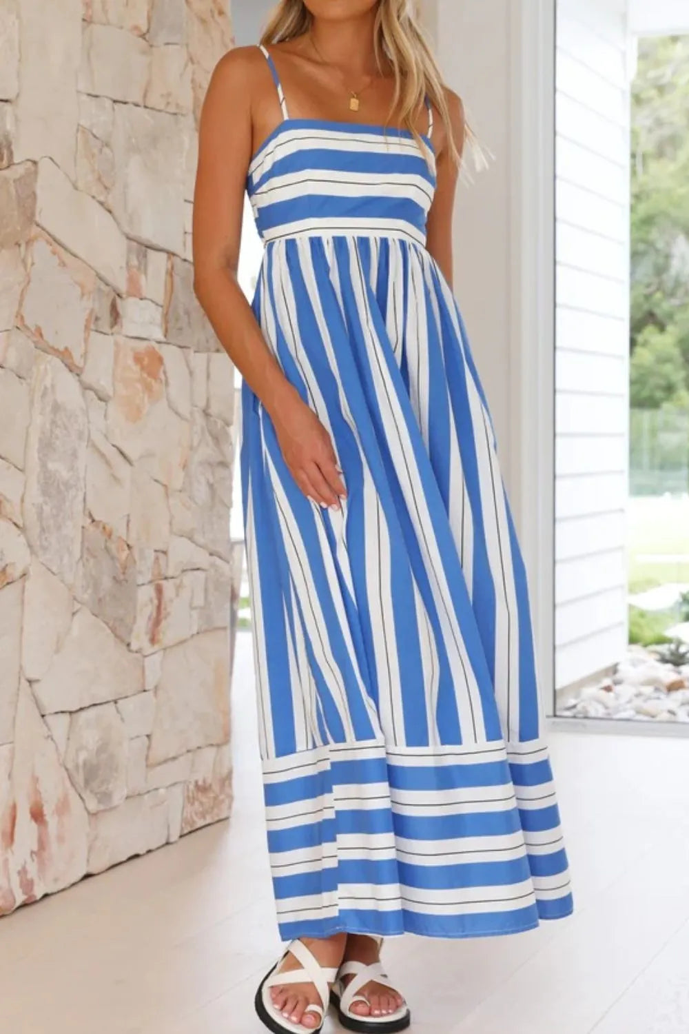 Striped Square-Neck Cami Dress