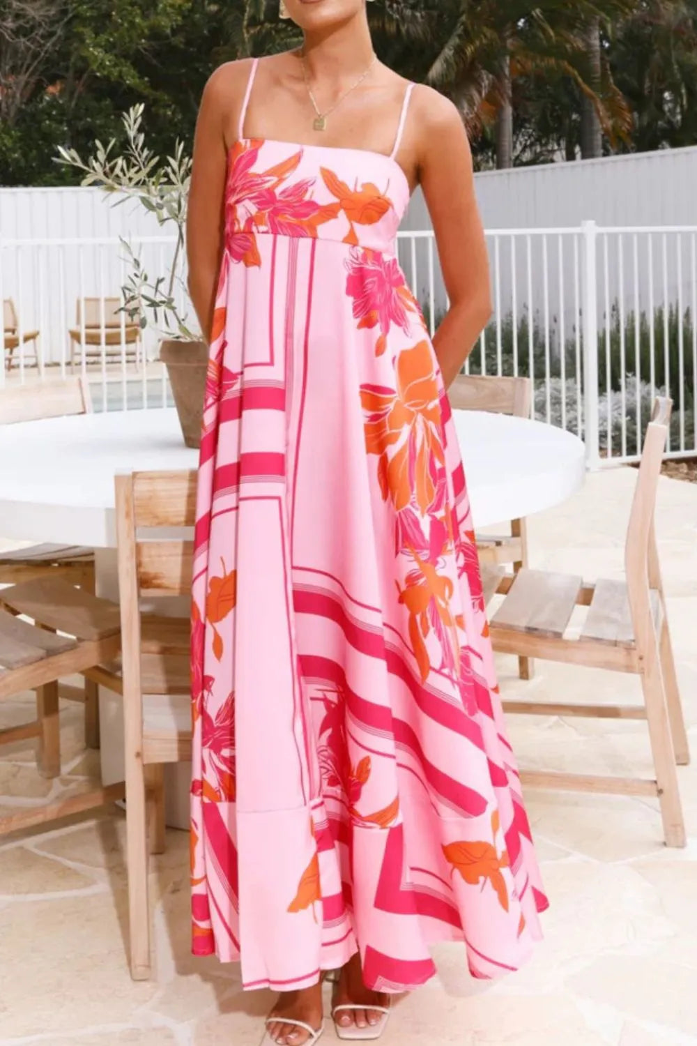 Printed Square Neck Cami Maxi Dress