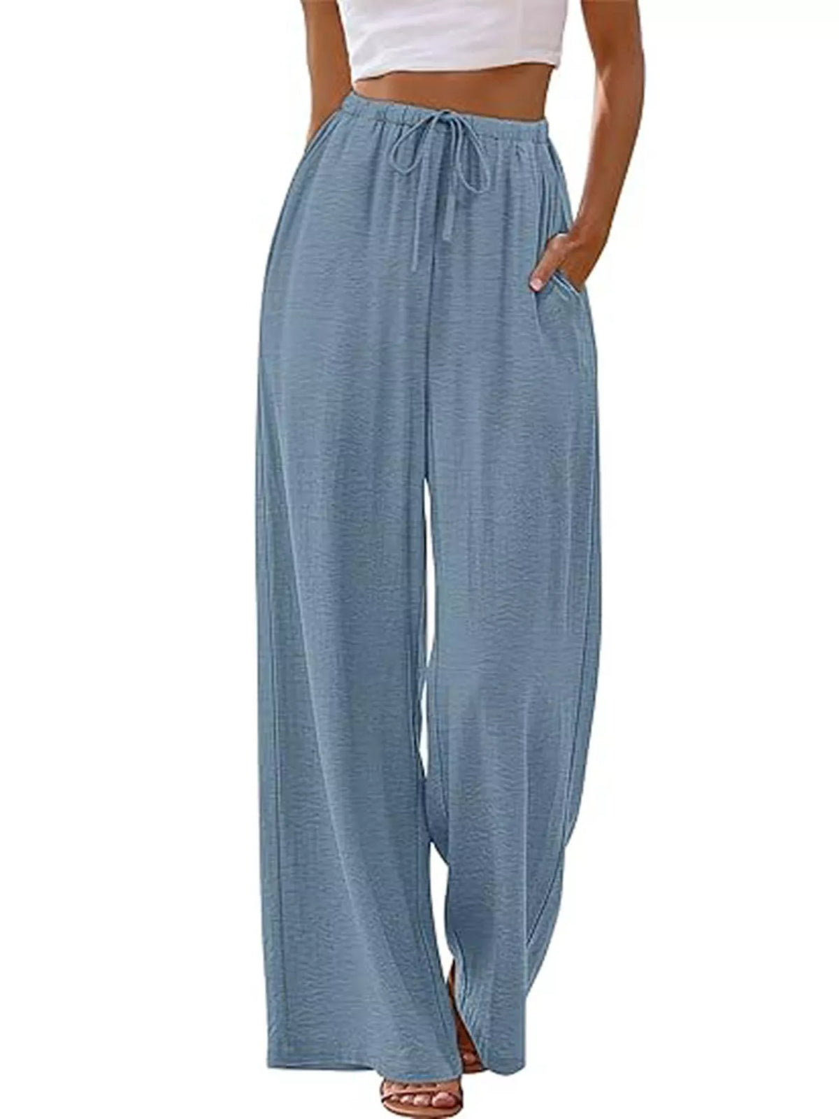 High-Waisted Wide-Leg Pants in Blue