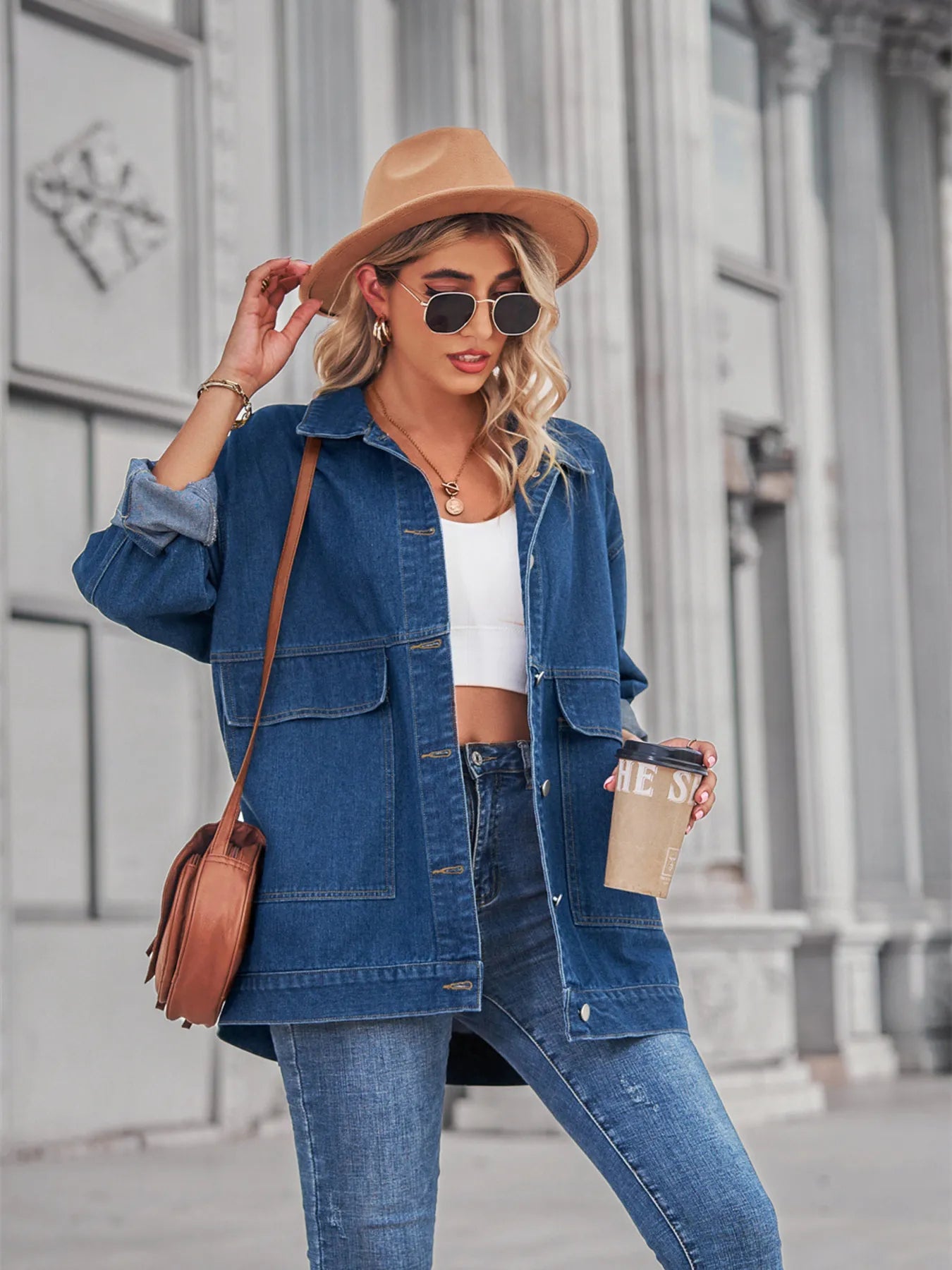 Oversized Long Sleeve Denim Jacket by Moni Wear