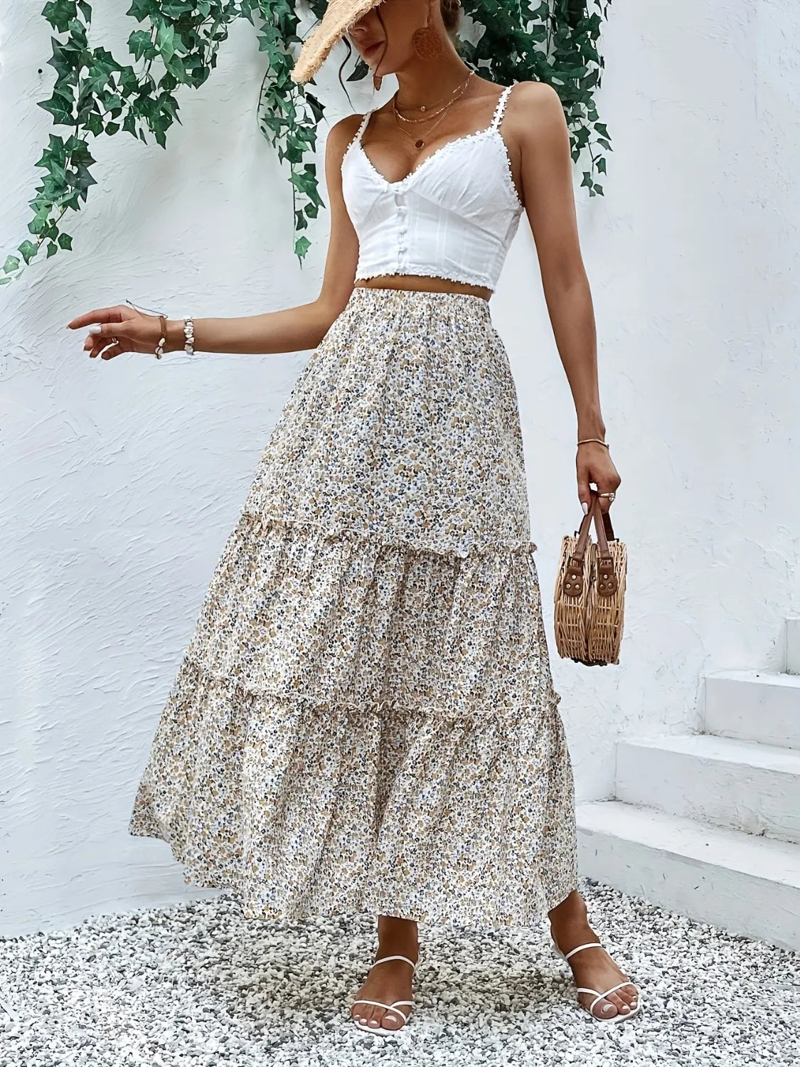 Tiered Frill Skirt in Dust Storm by Macido