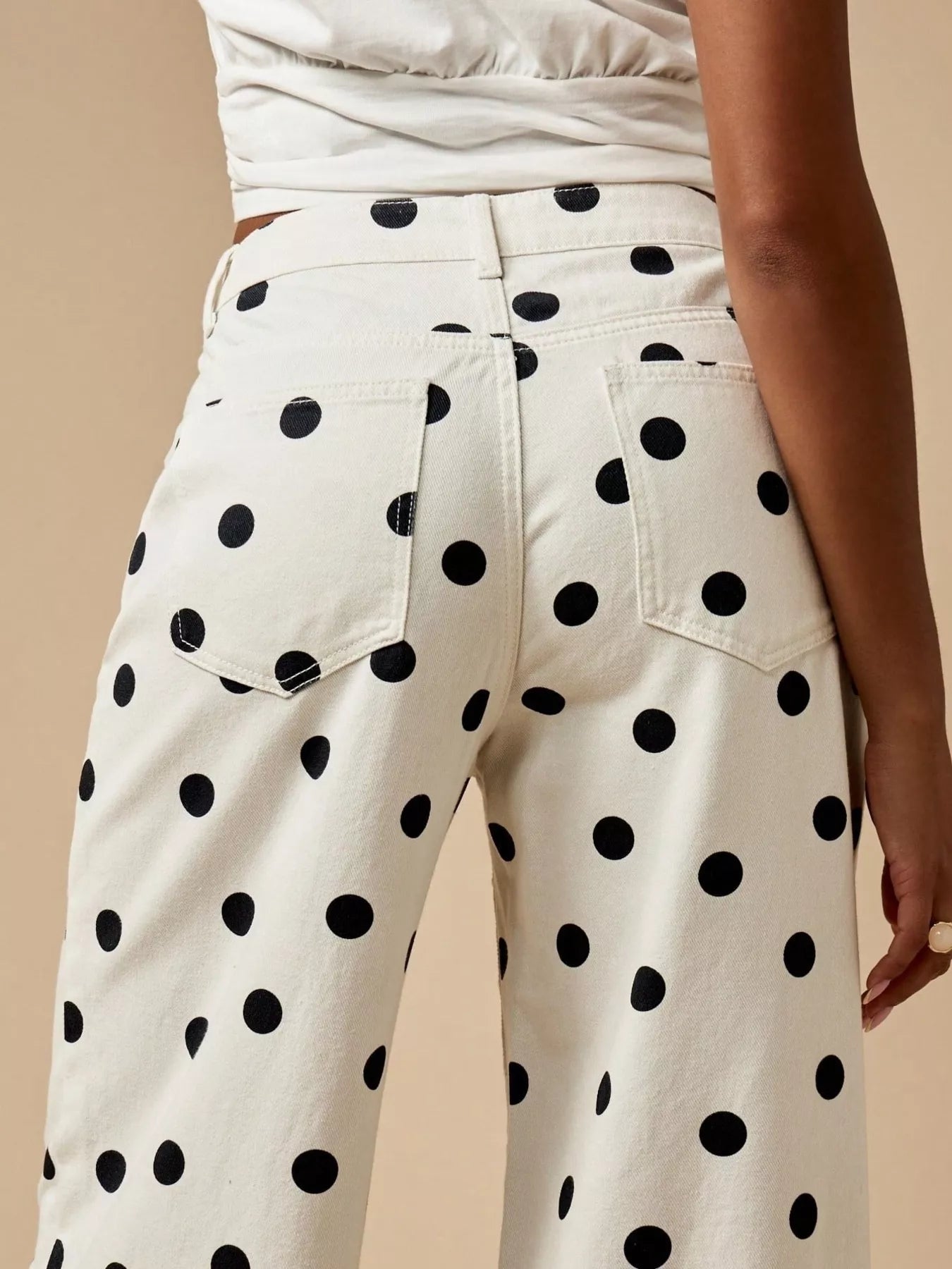 Polka Dot Wide-Leg Jeans