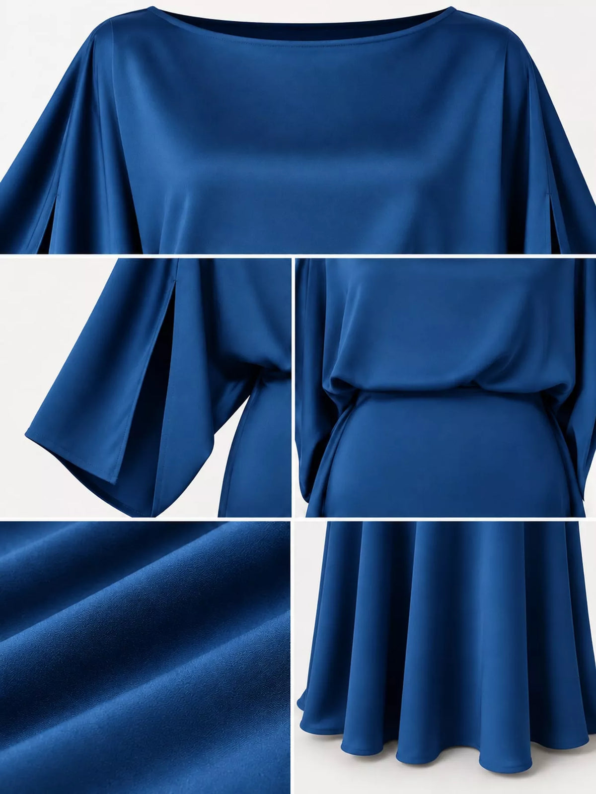 Satin Cape-Sleeve Maxi Dress