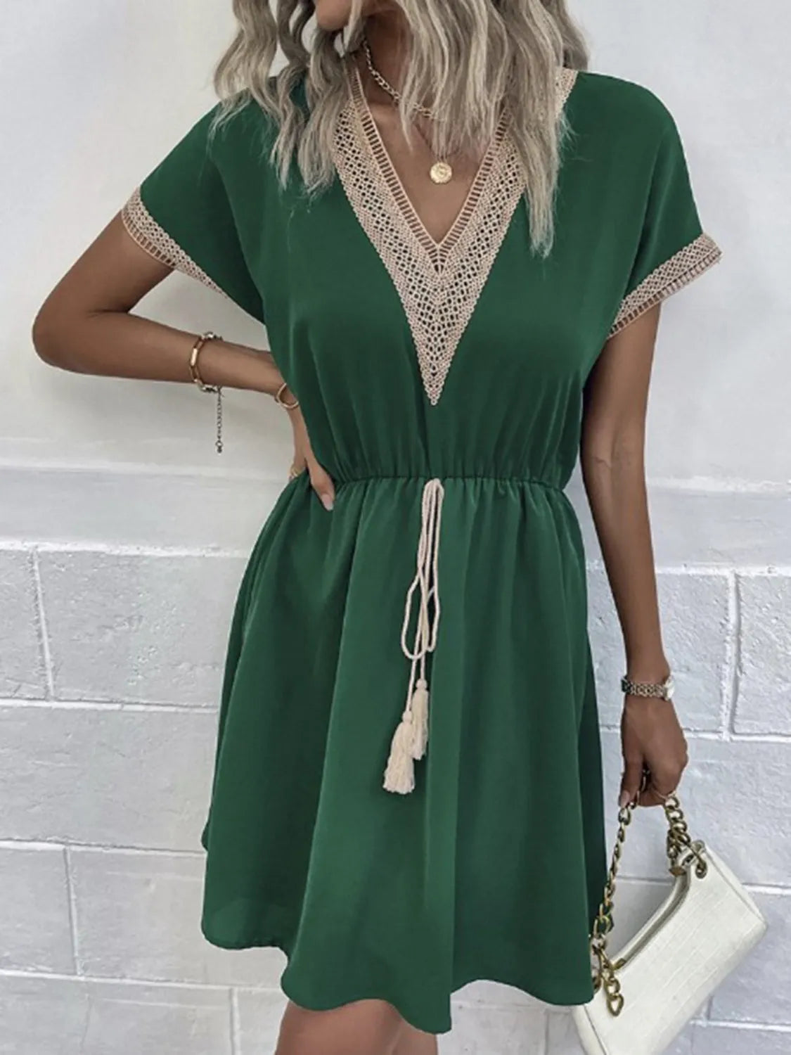 V-Neck Short Sleeve Plus Size Dress