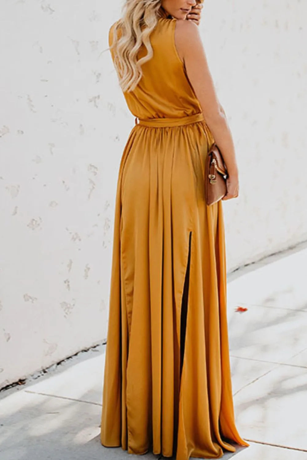 Surplice Tie-Waist Maxi Dress
