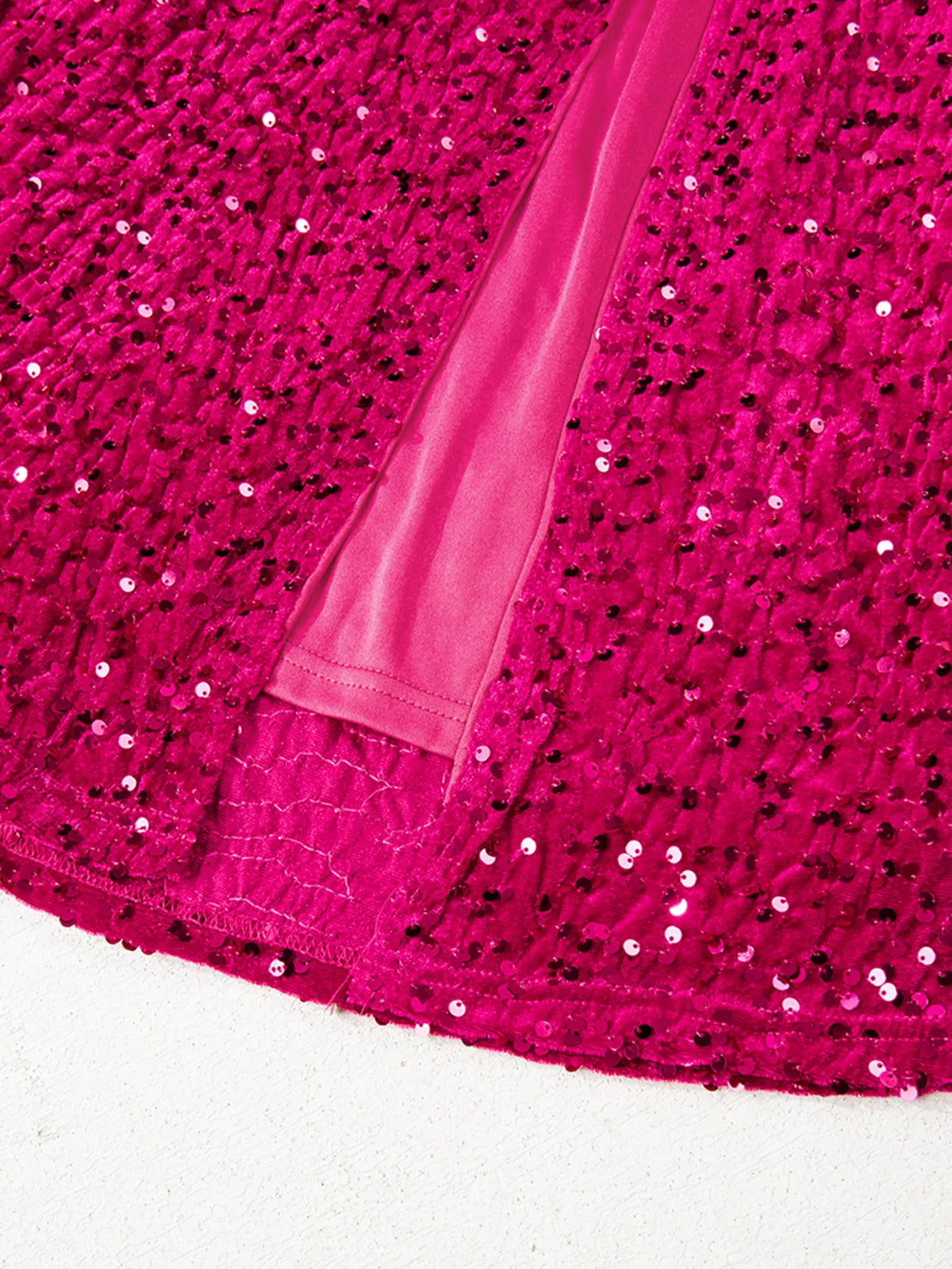 Sequin One-Shoulder Dress in Cerise