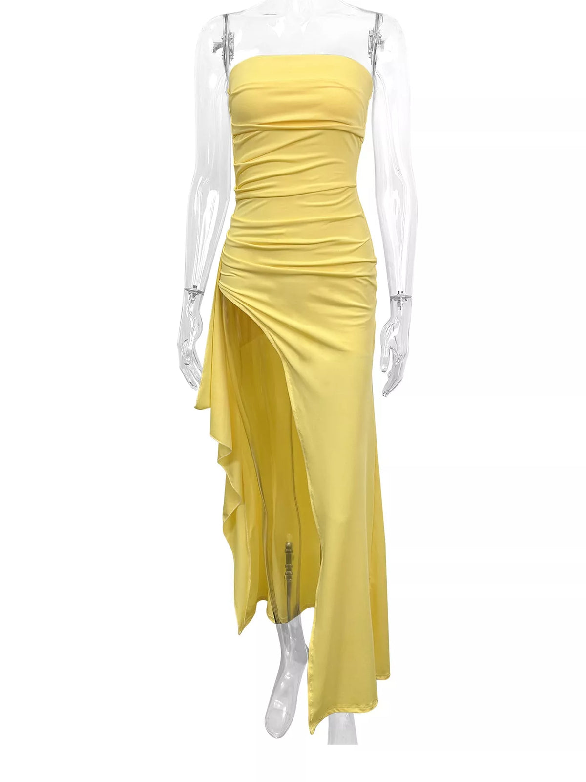 Strapless High-Slit Bodycon Maxi Dress