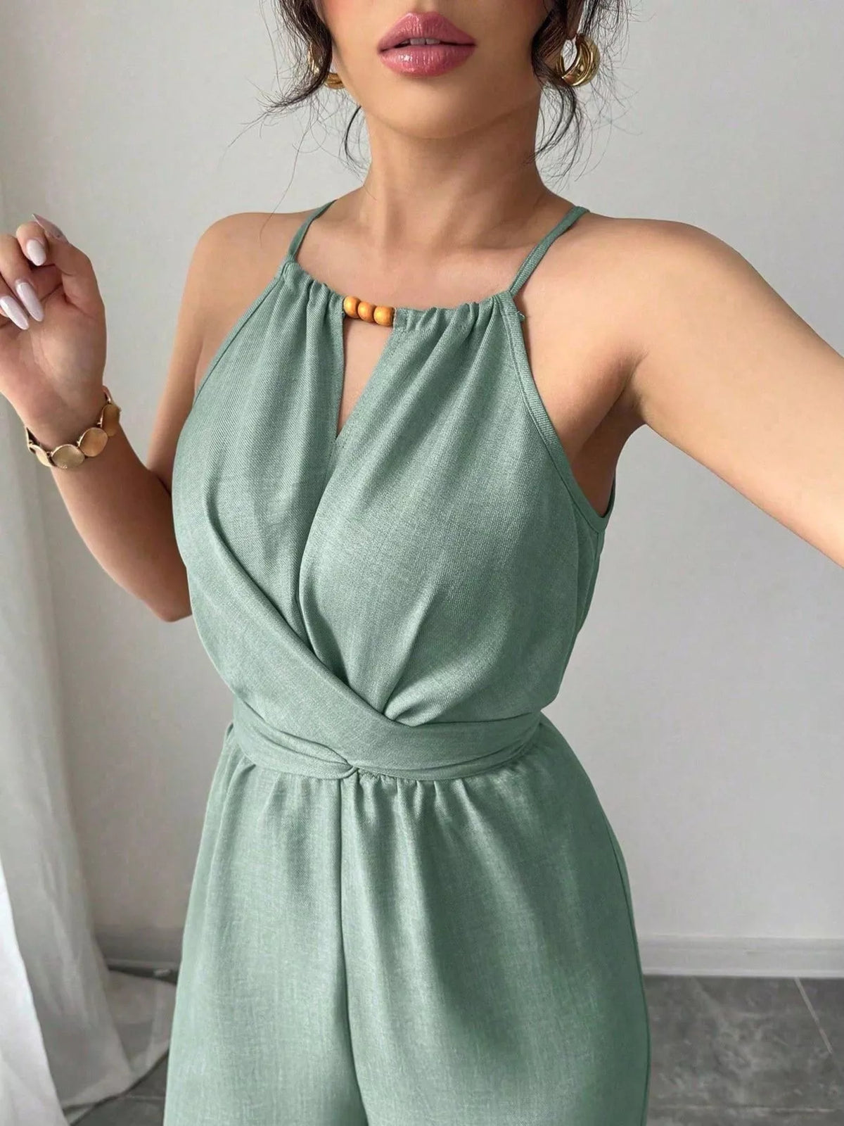 Sleeveless Tie Waist Wide-Leg Jumpsuit