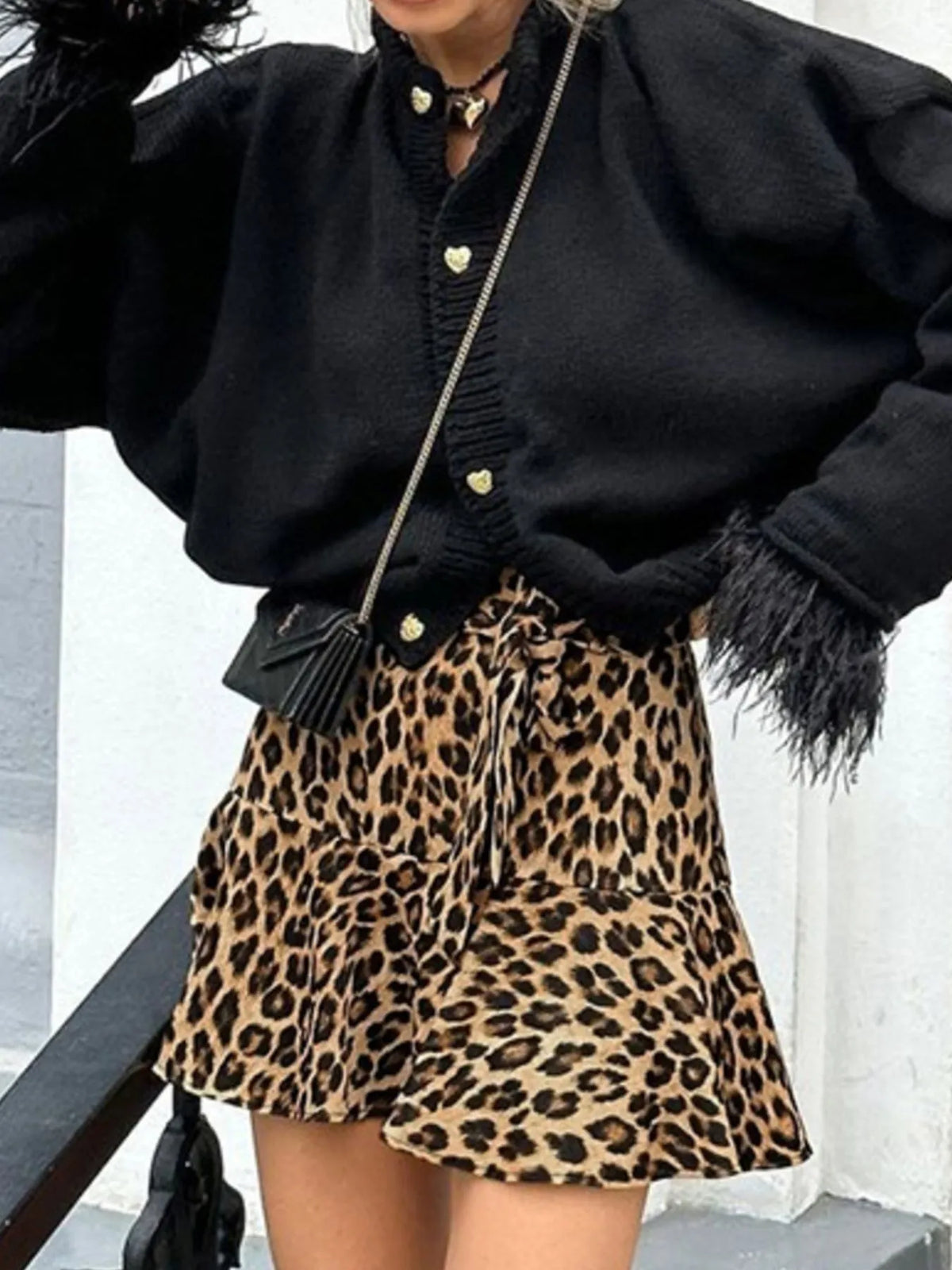 Tied Leopard Print Mini Skirt