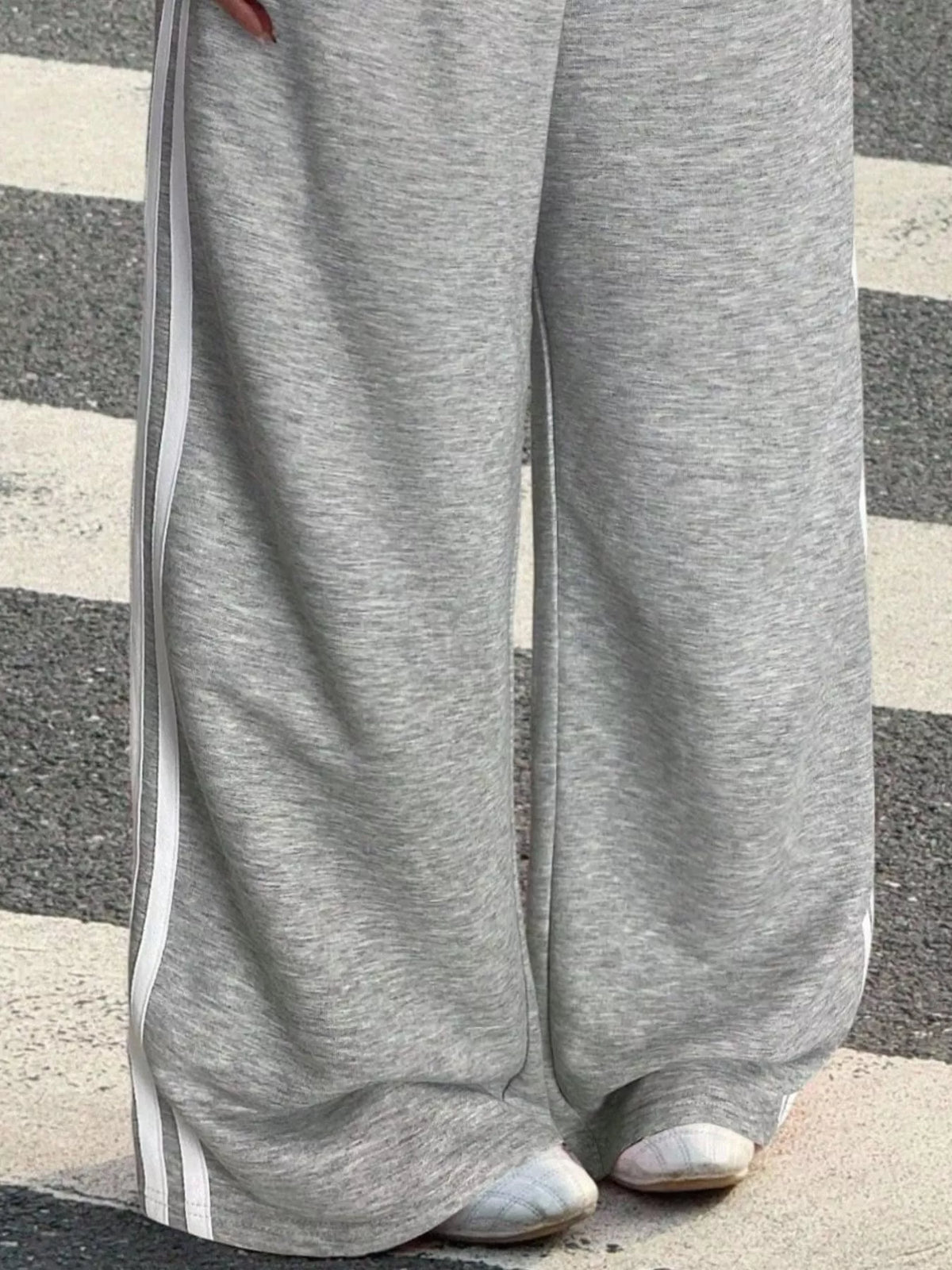 High-Waisted Wide-Leg Track Pants with Side Stripes
