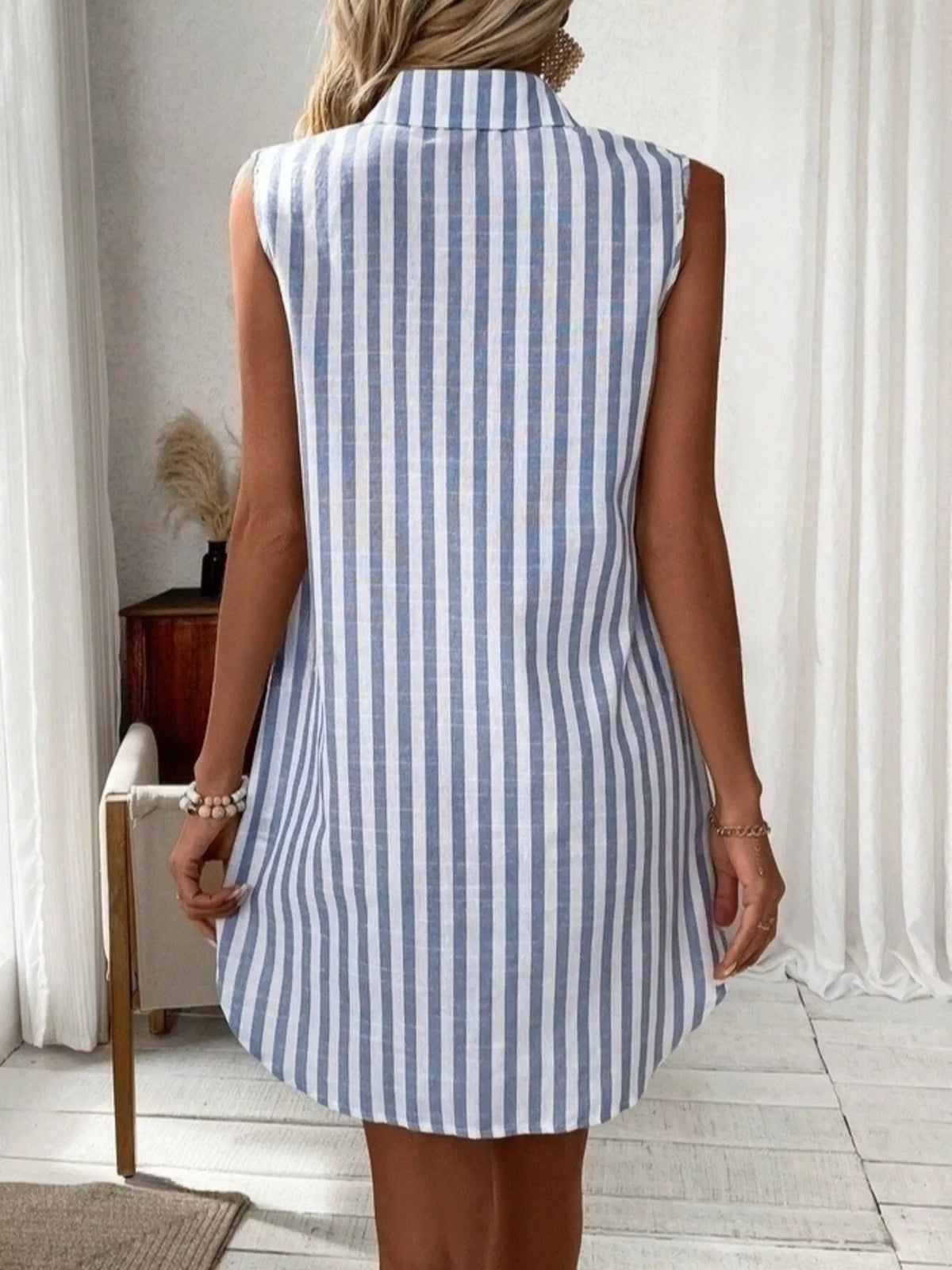 Striped Button-Front Shirt Dress