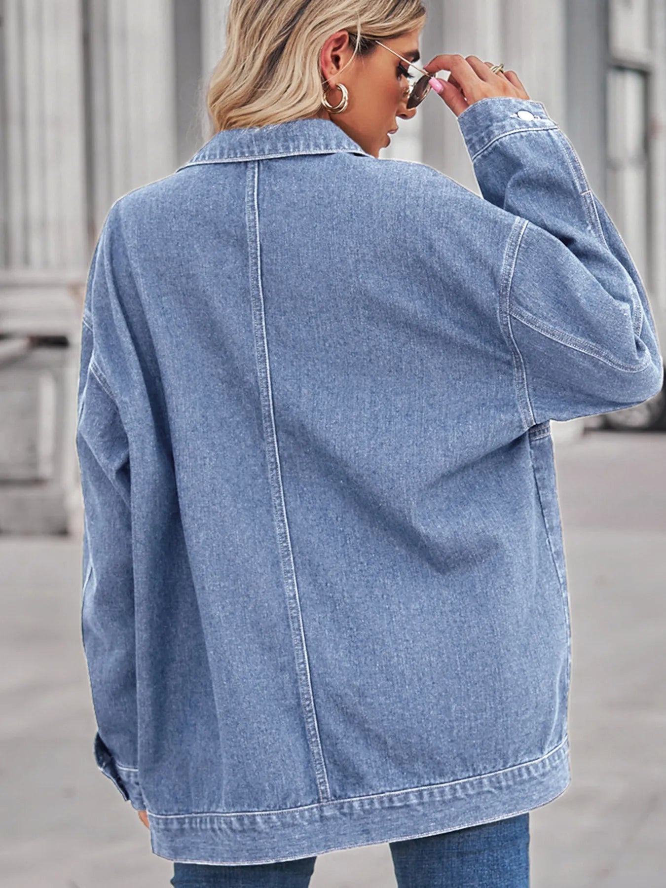 Oversized Long Sleeve Denim Jacket by Moni Wear
