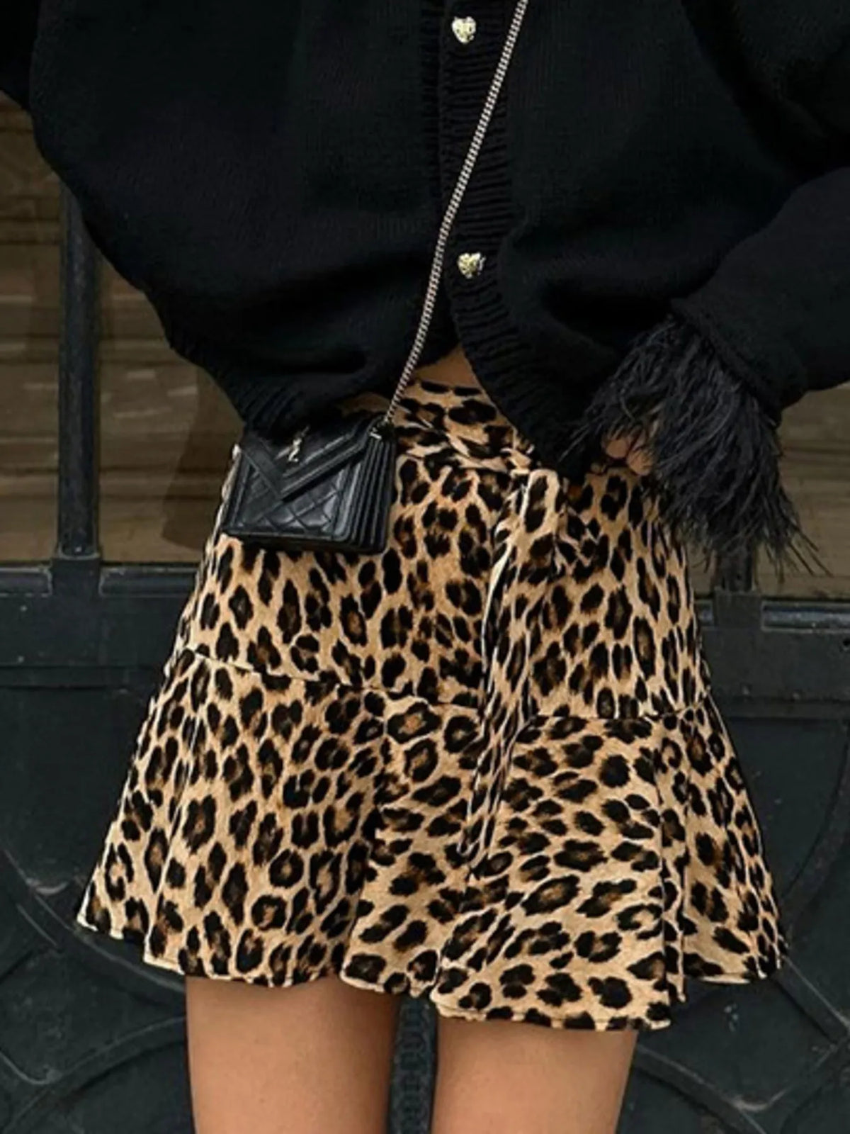 Tied Leopard Print Mini Skirt