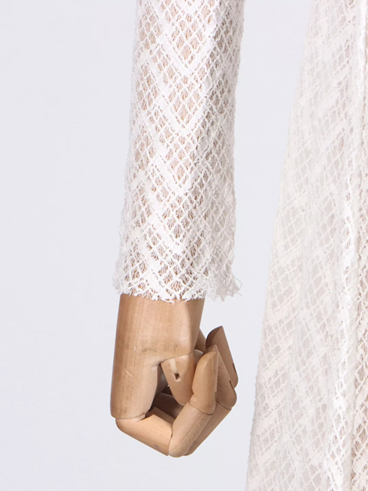Lace Mock Neck Long Sleeve Maxi Dress in White