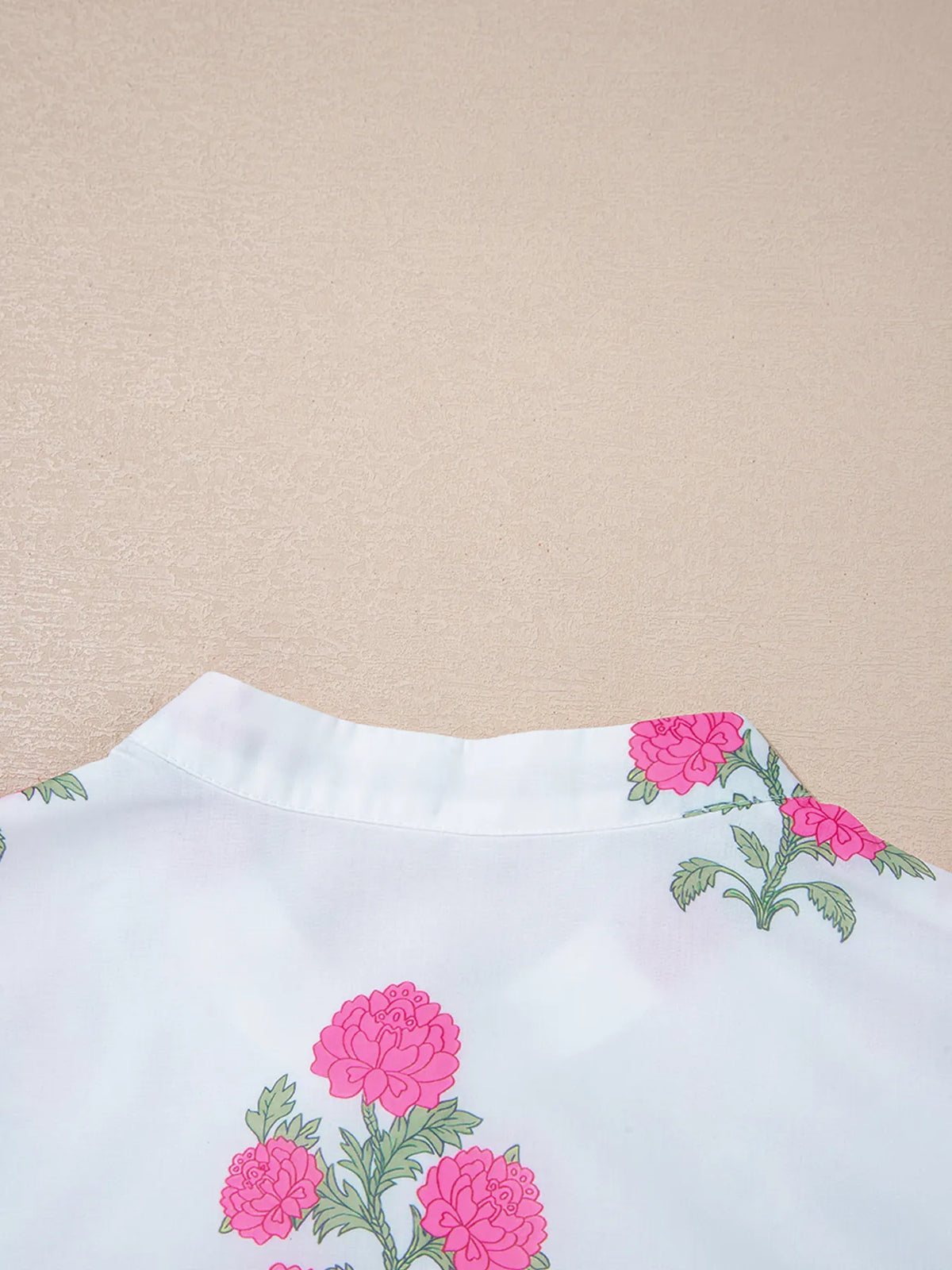 Floral Mandarin Neck Maxi Dress in White