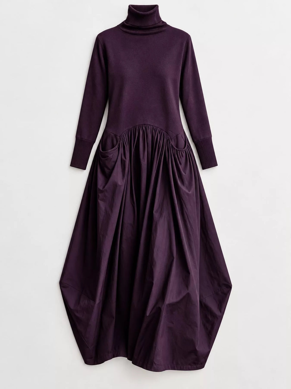 Turtleneck Long-Sleeve Maxi Dress
