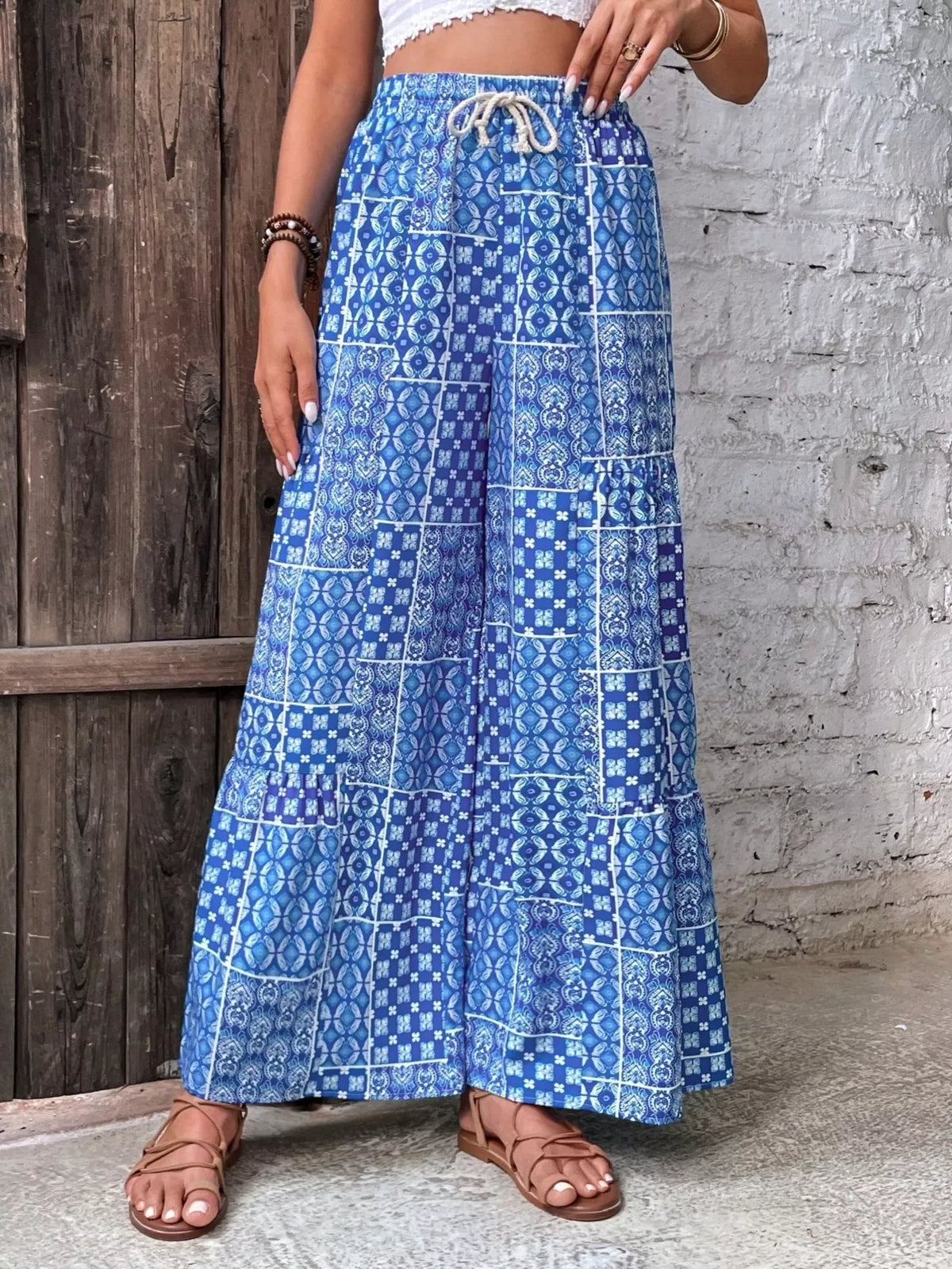 High-Waisted Wide-Leg Pants in Blue