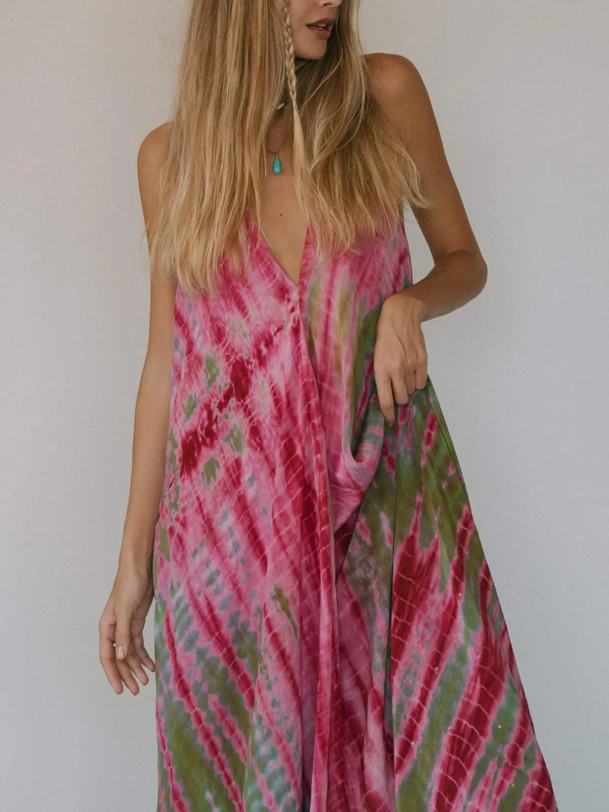 Printed Halter Neck Maxi Dress by Mystique Q