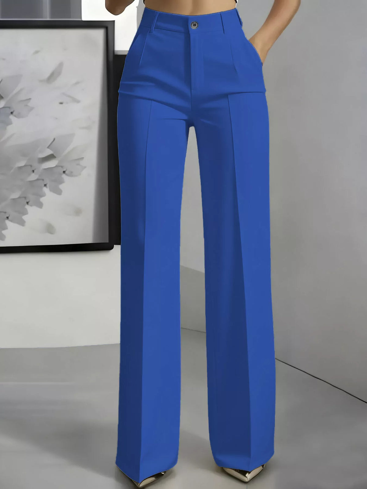 High-Waisted Wide-Leg Pants with Seam Detail