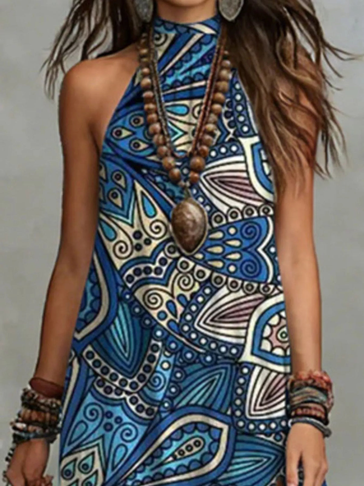 Printed Sleeveless Maxi Dress with Slit