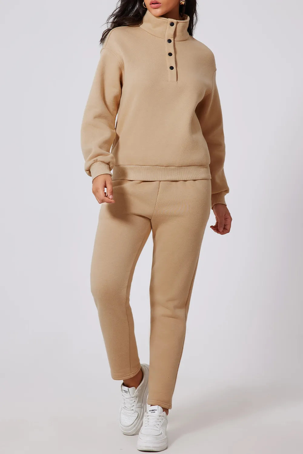 Half Snap Turtleneck Active Set in Dust Storm